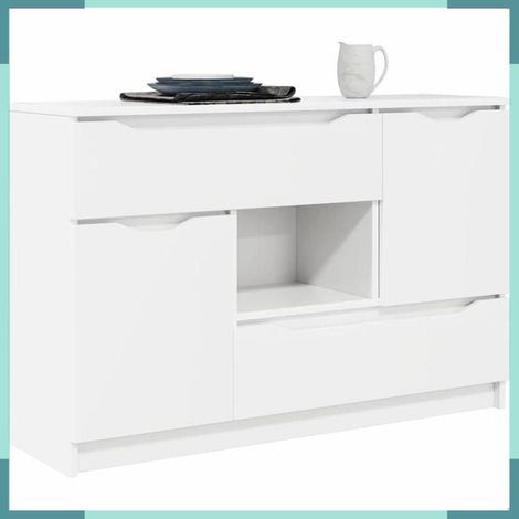 Buffet - 888787 - Blanc mat - Bois d'ingénierie - 2 portes et tiroir (65,5 x 30 x 100 cm) (1/5)