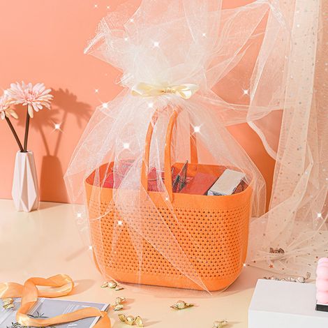 Panier De Rangement En Plastique - Avec Poignée - Pour Salle De Bain Et Cuisine - 28,5 X 18 X 18 Cm - Polypropylène - Orange - 1 Pièce (1/5)