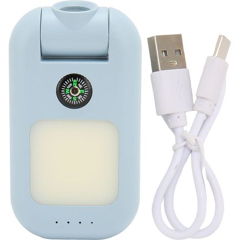 Mini chargeur de lampe torche d'urgence 1000 lm avec boussole COB, petit chargeur pour le camping, la pêche et la randonnée (bleu) (1/5)
