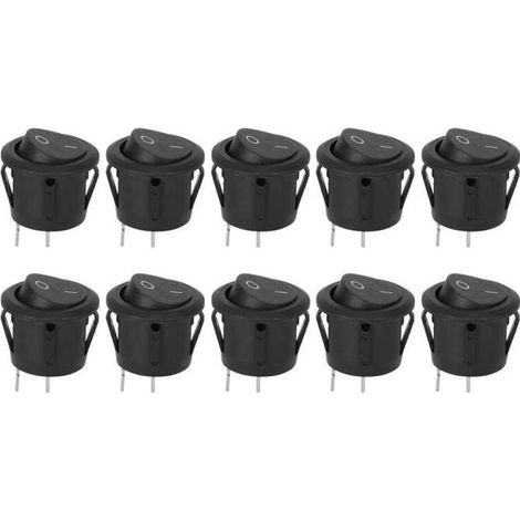 Lotto di 10 commutatore, Round 2-pin, Plastica, nero, 6A 250VAC, Per elettrodomestici (1/5)