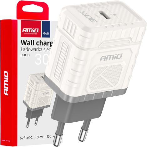 Caricabatterie da parete USB-C GaN PD 30W a ricarica rapida amio-04285 (1/3)