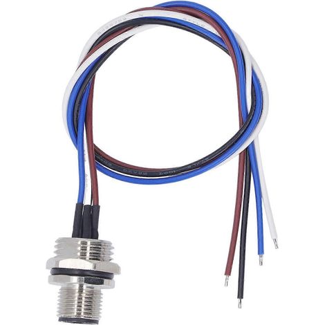 4-polige M12-Buchse, Kabel, Einbau-Strombuchse, M16x1,5-Gewinde, IP67 wasserdicht, 250 V AC, 250 V DC, 30