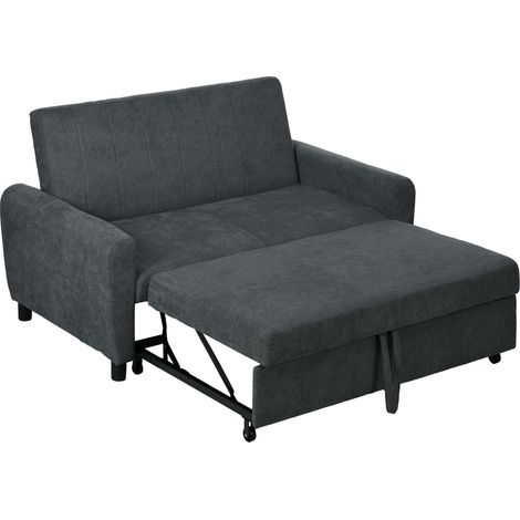 HOMCOM Divano Letto in Tessuto Effetto Velluto 148x87x88 cm Grigio (1/5)