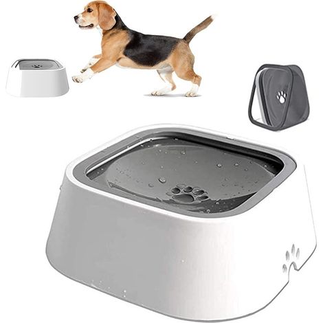 Ciotola per l'acqua per animali domestici, dispenser anti-schizzo (grigio)