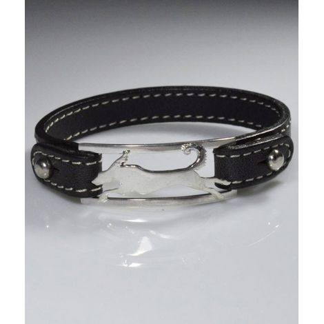 Saluki Echtleder Laufarmband in 925 Silber