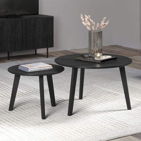 Ronin table basse ensemble de 2 décor cendre noir.
