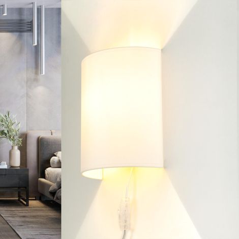 Wandlampe mit Kabel Schalter Stoff Weiß ALICE (1/5)