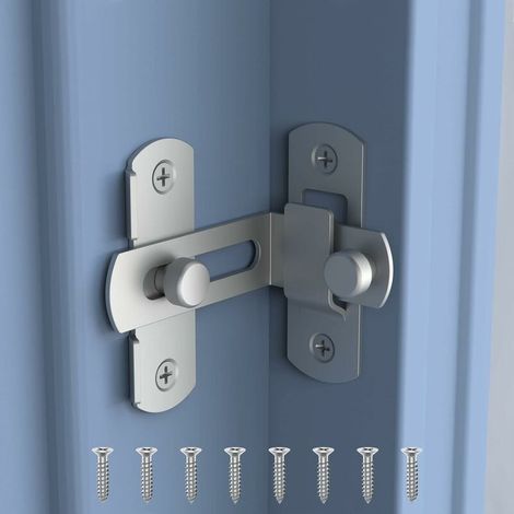 Cerradura para puerta de granero, cerradura para puerta plegable y corredera, pestillo de esquina de acero inoxidable de 90 grados, color plata, 70,255 mm (1/5)