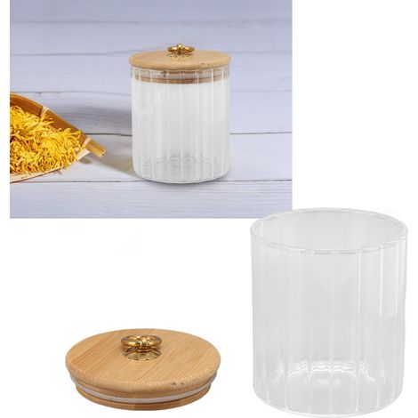 Boîte à thé, récipient de conservation alimentaire, bocal de rangement étanche à l'humidité, bocal hermétique en verre siliconé haute densité à rayures épaisses, 500 ml (1/5)