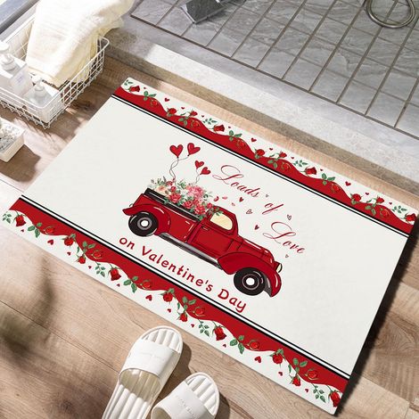 Tapis De Sol - Tapis D'Entrée Non Glissant - Décoration Thème Saint-Valentin - Pour Salon Chambre Cuisine Bureau - 50 x 80 cm (1/3)