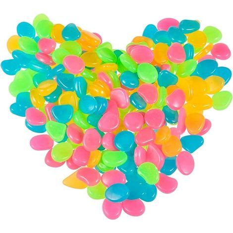 Set of 200 Phosphorescent Pebbles Multicolored Luminous Stone Pebbles Outdoor Decorative Stones for Garden, Paths, Yard, Flowerpot, Aquarium, Swimming Pool (1/5)