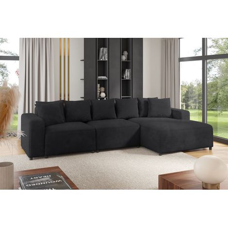 Ecksofa Designersofa Sofa MEGAN in Stoff Poso Anthrazit Ottomane Rechts (1/2)