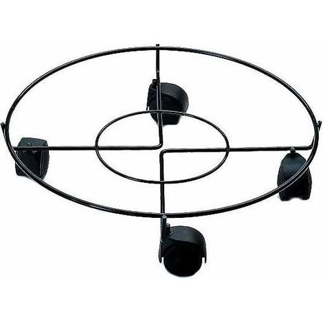 Soporte para maceta con ruedas, redondo, negro, 40