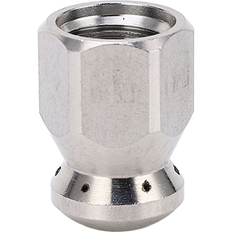 Buse de vidange pour nettoyeur haute pression 5000 PSI, mini buse de vidange compacte et durable, tuyau de vidange haute pression, petite tête ronde - 1 trou avant, 6 trous arrière (1/5)