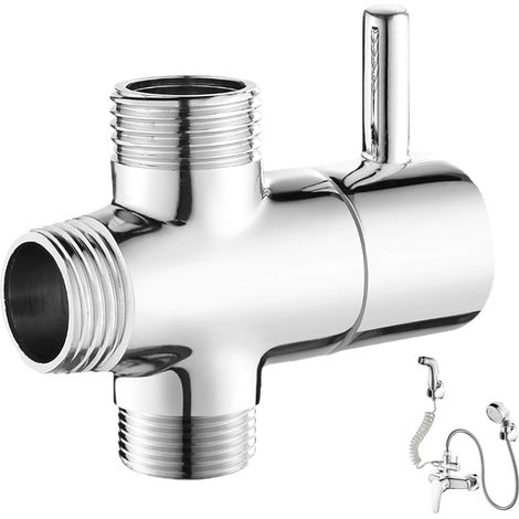 Robinet 3 Voies, Inverseur Douche, Vanne Eau Connectée, Cuivre Massif, Facile à Installer, Étanchéité Élevée, Contrôle Délicat du Débit D'eau, Adapté à la Cuisine, à la Salle de Bains (1/5)
