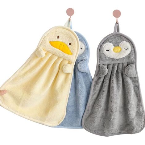 Set di 3 graziosi asciugamani con anello per appenderli, asciugamani da appendere per bambini, cucina, bagno, casa