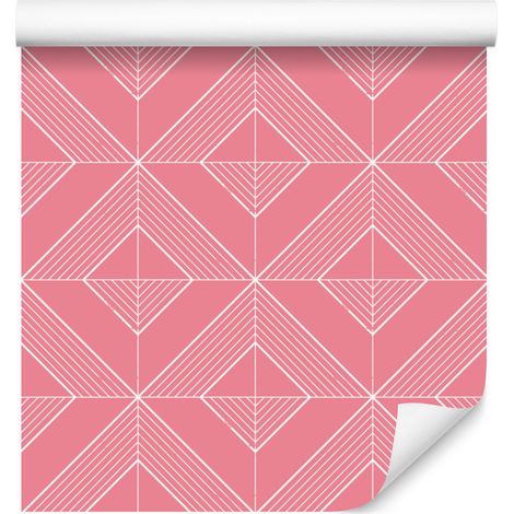 Carta da parati con motivo geometrico a rombi di corallo, dettagli nitidi 50x1000 cm (1/5)