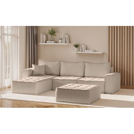 Ecksofa Modulsofa 4-teilig SANDE Stoff Alpine Toffee Ottomane Links (1/5)