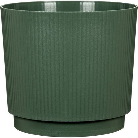 Cache-pot rond - GARDEN ID - Lino - Ø 25 - 7 L - H 22 cm - Vert foncé