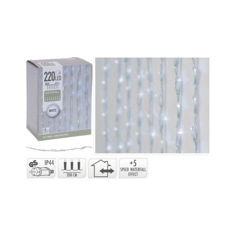Cortina de luces exteriores con 220 luces LED para ventanas de casas, 2 m