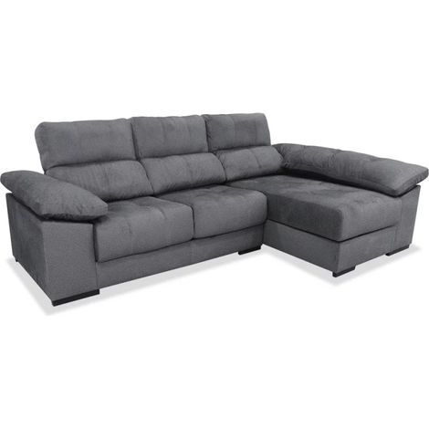 Sofá Chaiselongue a la derecha Imola tapizado gris oscuro, 280cm(ancho) 165cm(fondo) 100cm(altura).