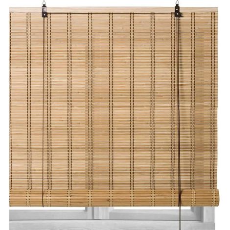 Store enrouleur retrousser de fenêtre en bambou,store à rouleau aveugle-Longueur 180 x Profondeur 160 x Hauteur 2.5 cm (1/4)