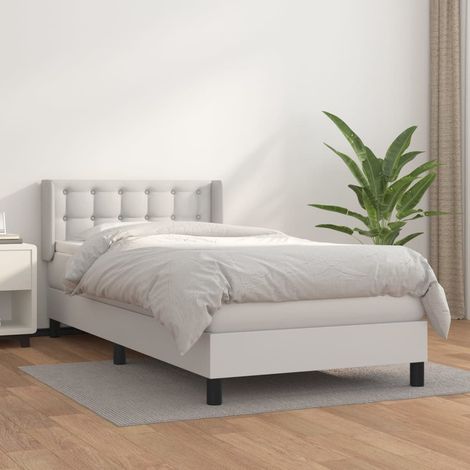 Cama box spring con colchón cuero sintético 80x200 cm