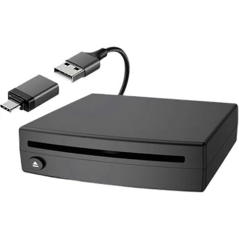 Auto-CD-Player, externer tragbarer CD-Player mit USB-Anschluss, Plug & Play, kompatibel mit Laptop, Desktop-Computer, Fernseher und Computer. (1/5)