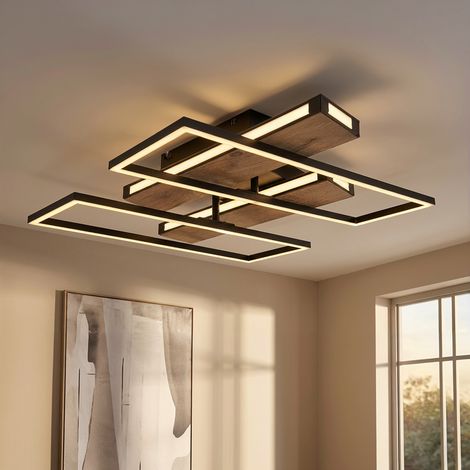 LED Deckenleuchte Deckenlampe Wohnzimmerlampe Metall schwarz Memoryfunktion drehbar L 60 cm