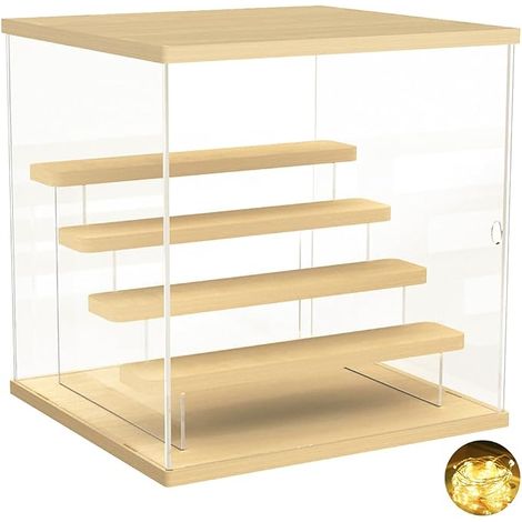 Vitrine pour Collection, Etagere Acrylique Modelisme, Boite de Rangement Transparente avec Support Porte, Anti-poussière Presentoir, 32x32x33,4 cm (1/5)