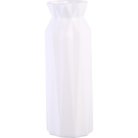 Vase Céramique - Blanc - Forme Géométrique avec Angles Diamantés - Pour Fleurs Séchées et Décoration Intérieure - 1 Pièce (1/5)