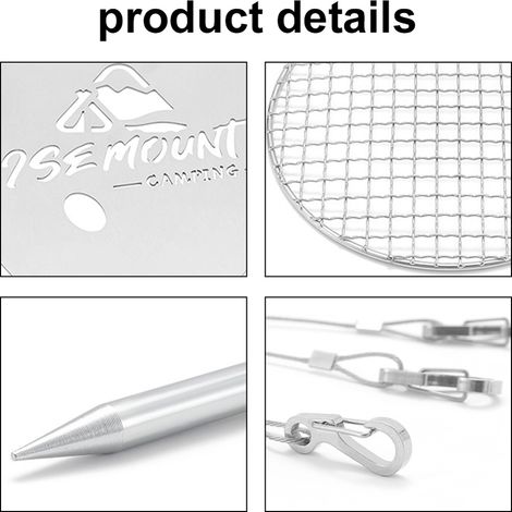 Brasero en acier inoxydable portable camping pique-nique barbecue charbon de bois four de chauffage amovible accessoire de réchauffement de cuisine en plein air (1/5)