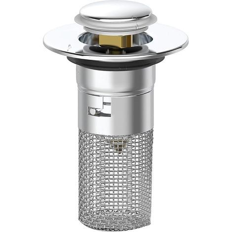 Bonde de lavabo salle de bain - 1 pc, Bonde avec panier filtrant amovible, Anti-obstruction baignoire - Incolore (1/5)