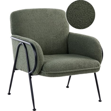 Sillón tapizado en bouclé estructura de metal estilo moderno de mediados de siglo verde Trysnes