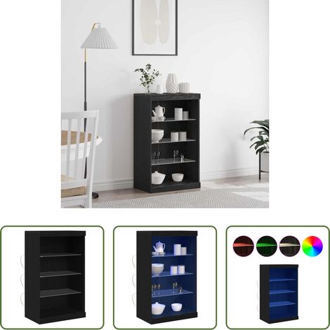 LED-Beleuchtung - LED-Sideboard Schwarz Eichen-Optik 60,5 x 37 x 100 cm (1/5)