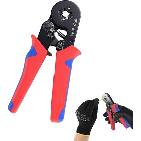 Pince à sertir auto-ajustable pour embouts de fils et cosses, sertissage carré pour câbles de 0,25 à 10 mm², avec système d'aide à la traction (1/5)