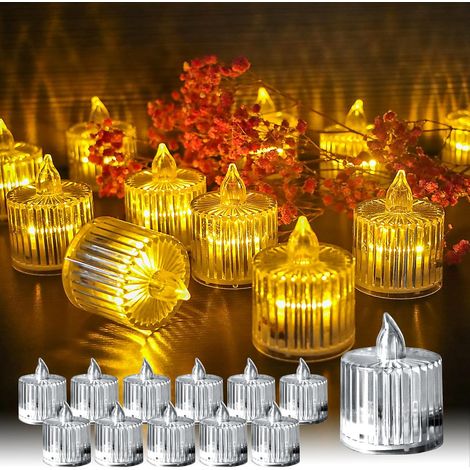 12PCS LED Tea Light losange cristal sans flamme sécurité romantique décoration mariage Party intérieur extérieur (lumière jaune constant) (1/4)