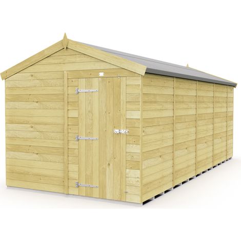 8 x 17 Feet Apex Shed - Single Door Without Windows - Wood - L503 x W231 x H217 cm
