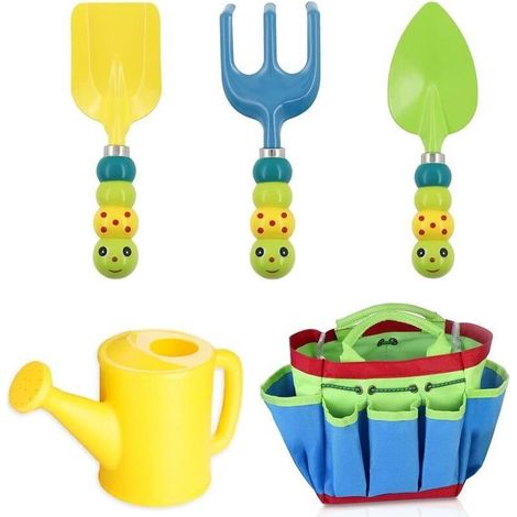 YMYNY Christmas Garden Tool Set, 5 Pieces Kids Garden Toys with Watering Can, Shovel, Bag, Rake, Garden Tool Set for Kids, Gift for Preschool Baby (1/4)