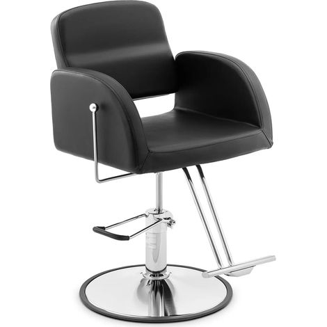 Fauteuil de coiffeur professionnel avec repose-pieds 200 kg acier inoxydable PVC noir (1/5)