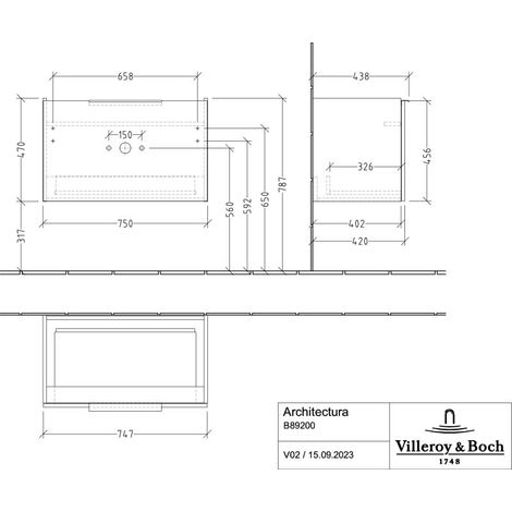 Villeroy & Boch Architectura - Waschtischunterschrank, 75x47x44 cm, 1 Schublade, Eiche Nordisch B89200VJ