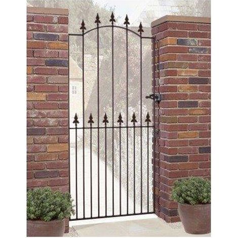 Saxon Spear Top Tall Bow Top Single Gate - Solid Steel - Fits Gap of 762 mm x 1943 mm High - Electro Galv./Black Powder Coated