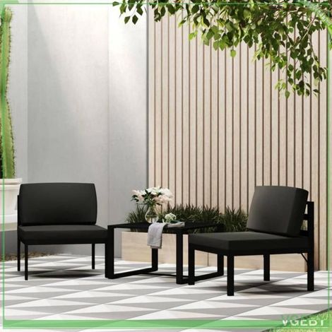Ensemble de canapés de jardin - FAFEICY - Modulaire - Aluminium anthracite - Coussins rembourrés - Table basse (1/5)