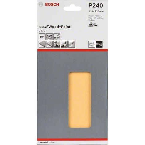 2608605270 - Set 10 fogli abrasivi , 115mm X 230mm , P240 , BEST for LEGNO+VERNICE
