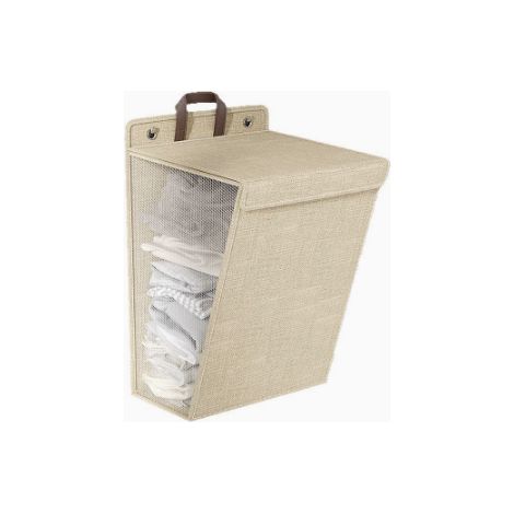 panier à linge sale en tissu beige pliable mural étanche grande capacité panier de rangement pour salle de bain maison et dortoir (1/5)