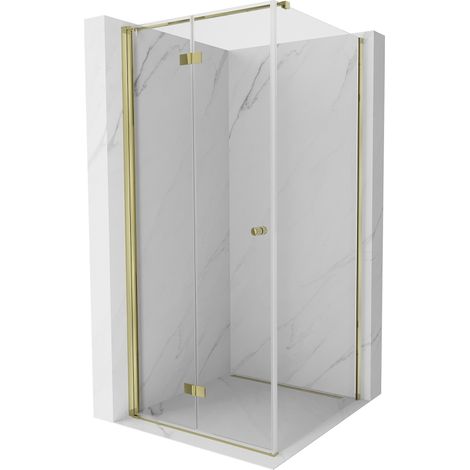 Cabine de douche pliante Mexen Mist-F T gauche 80 x 80 cm, transparent, or - 8A6T-080-080-50-00-L (1/5)