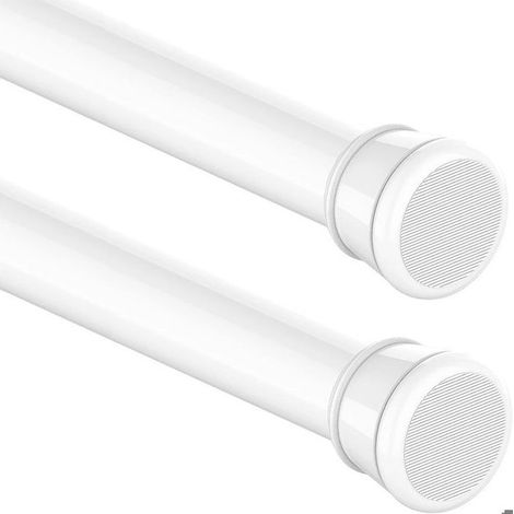 Set mit 2 Duschvorhangstangen, kein Bohren erforderlich, verstellbar von 70 bis 120 cm, weiß, für Vorhänge und Kleidung, für Badezimmer und Kleiderschrank (1/5)