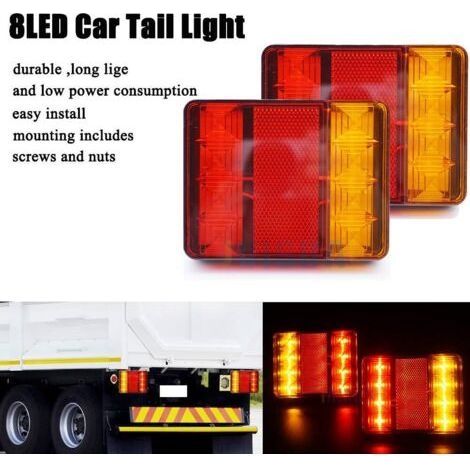 Rücklicht für Anhänger, 12 V, 8 LEDs, IP65 wasserdicht, multifunktionales Bremslicht für LKW-Anhänger, 2 Stück (1/3)