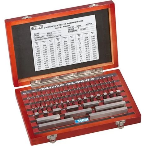 Fervi B087/1 Blocchetti di riscontro piano in acciaio paralleli 87 Pz.