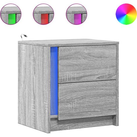 Maison Exclusive - Nachttische mit LED-Leuchten 2 Stk. Grau Sonom